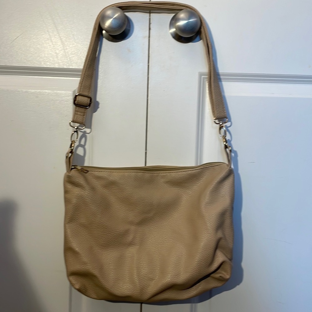 Cream coloured vegan leather crossbody bag